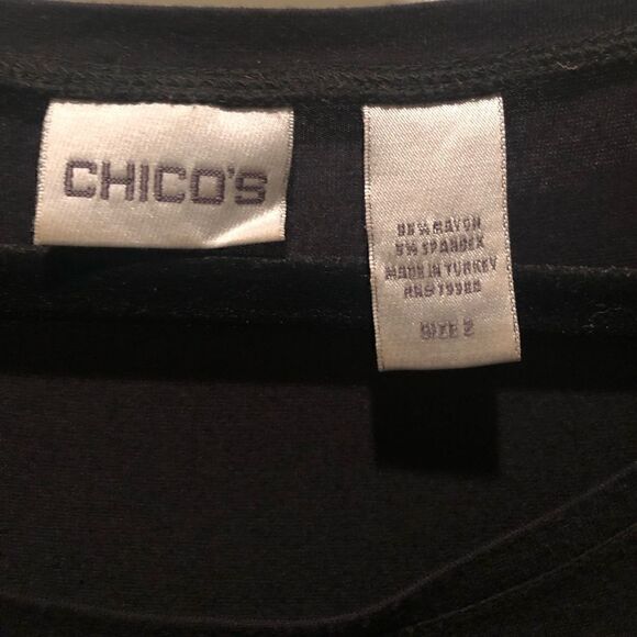 CHICO’S Long Sleeve Scoop Neck Black Midi Dress Size 2 Rayon\Spandex Travel - Picture 2 of 2